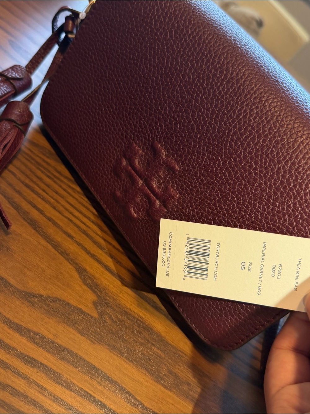 Tory Burch Pebbled Leather Crossbody in Garnet